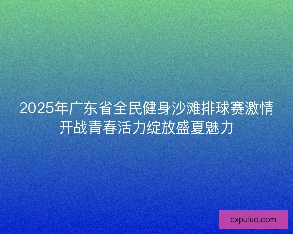2025年广东省全民健身沙滩排球赛激情开战青春活力绽放盛夏魅力